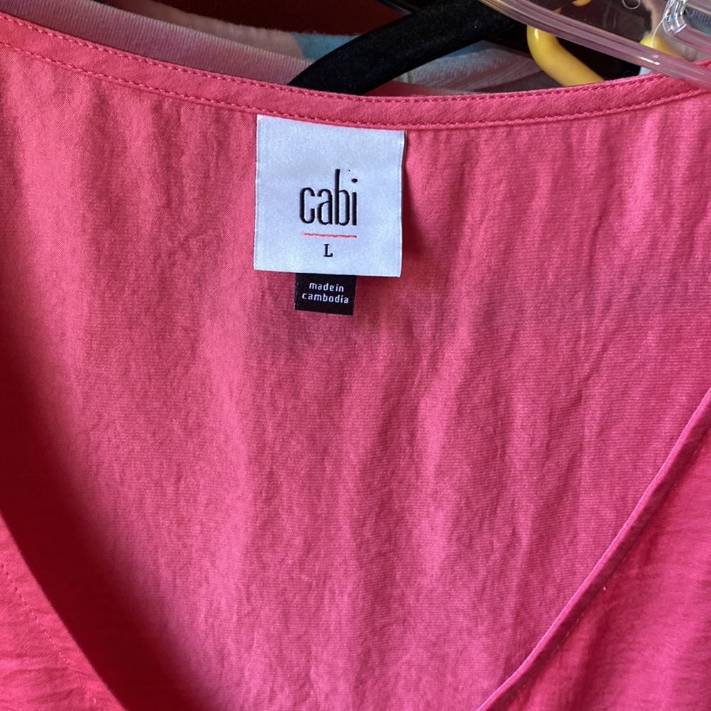 Cabi | Rose Top Blouse Crinkled Flutter Cap Sleeve Pink #4170 M - Picture 2 of 2